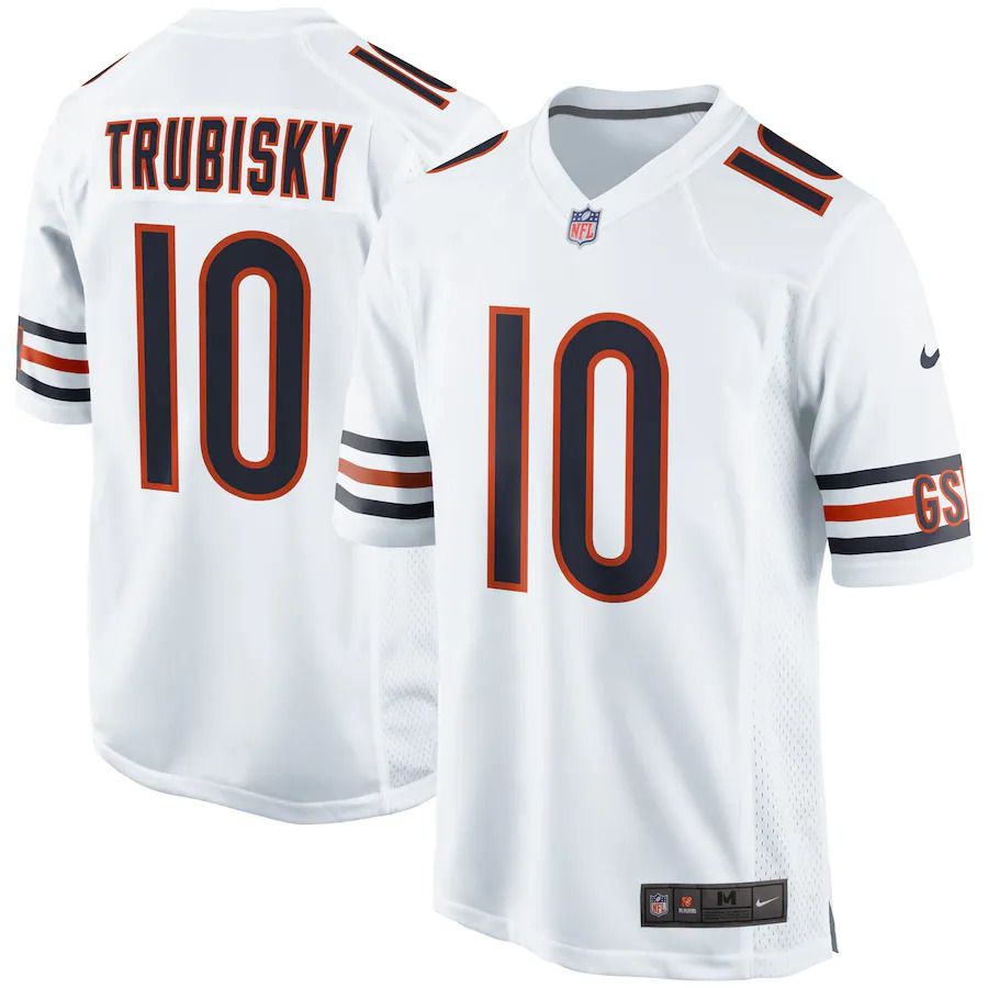 Men Chicago Bears #10 Mitchell Trubisky Nike White Game Player NFL Jersey->chicago bears->NFL Jersey